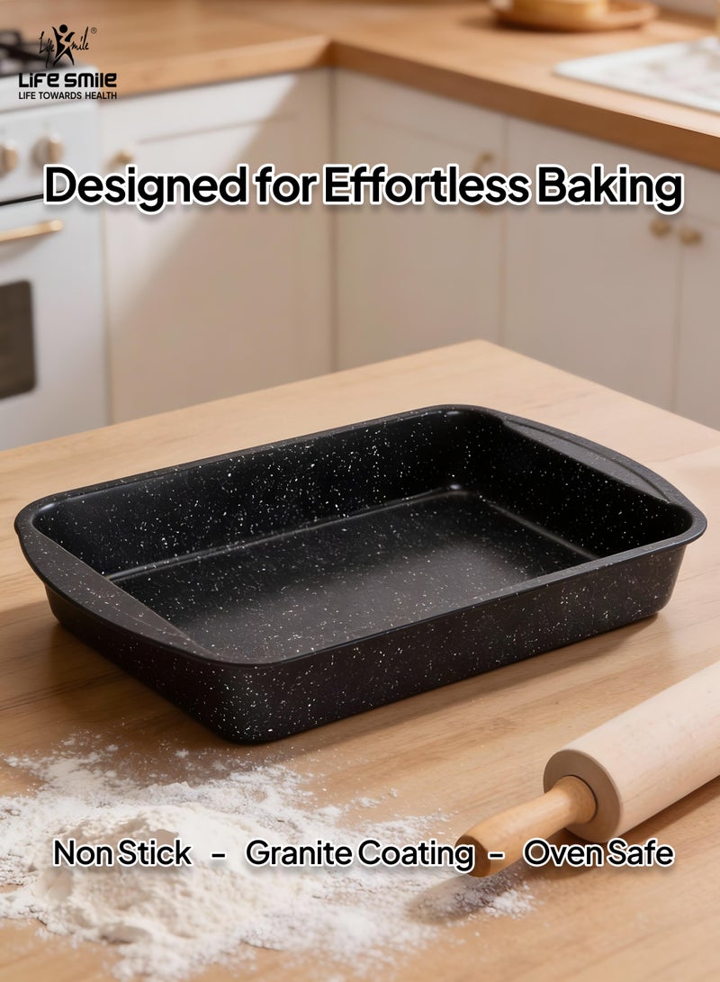 Life Smile Non-Stick Carbon Steel Cookie Pan with Granite Coating – Oven Safe Baking Tray - Image 2